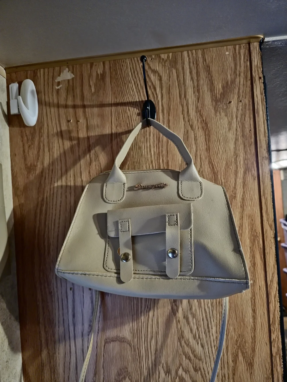 Cream Crossbody Satchel - Women's Handbag